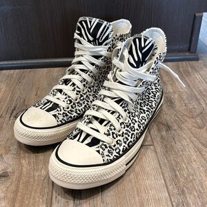 Converse All Star Cheetah Zebra High Top Sneakers Size 9